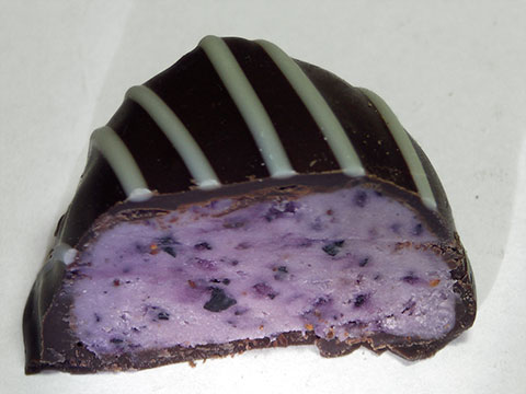 Photo of inside of See’s® Blueberry Truffle